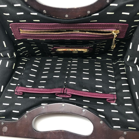 Rebecca Minkoff Lovers Clutch - Purple Red leather and wooden handle - Picture 9 of 12